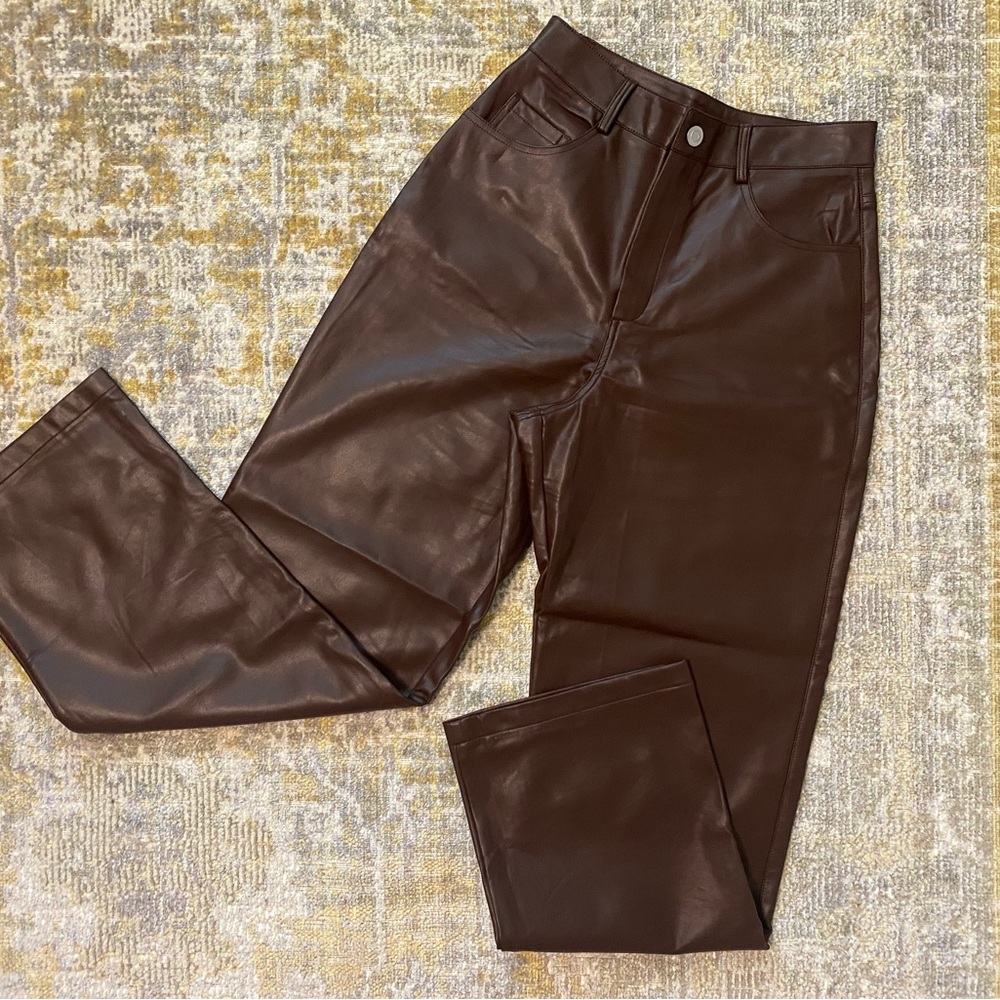 Lulu's Dark Brown Faux Leather Pants